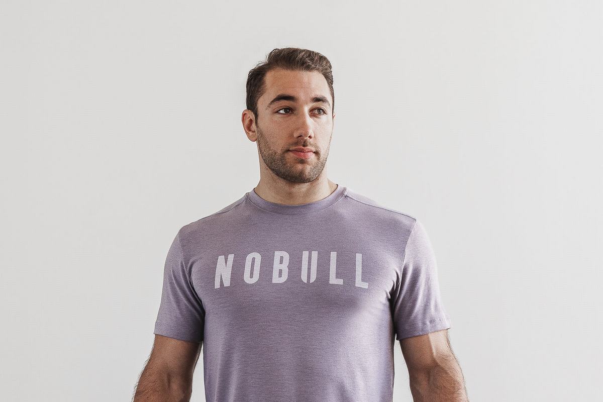 Nobull Men\'s T Shirts Lavender | Australia (PV0254)